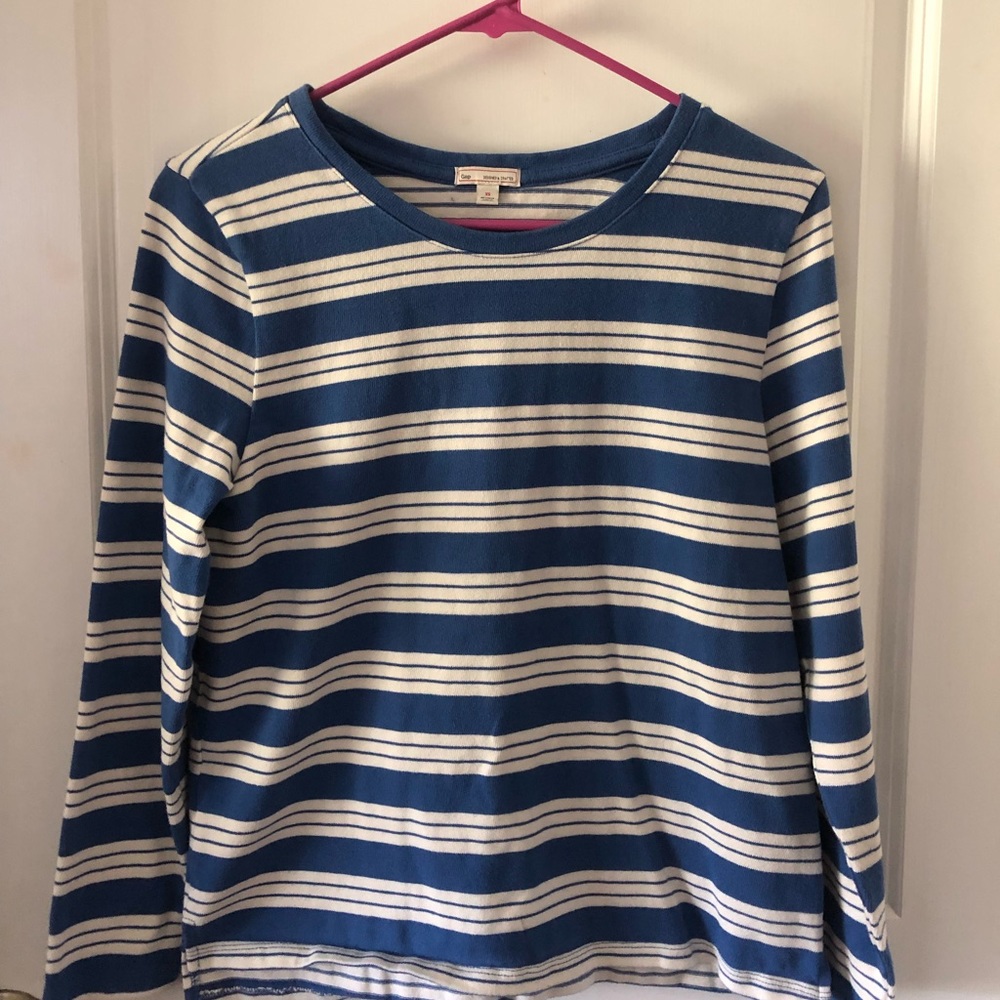 Gap Long Sleeve, White/blue, Extra small